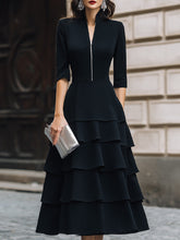 MadeJean Zip-Front Tiered Midi Dress for Day to Evening Wear