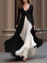 MadeJean Black & White Flowing Evening Gown with Bold Contrast Panels