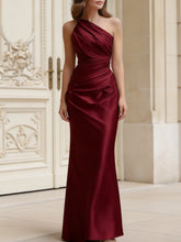 MadeJean Asymmetric One-Shoulder Satin Maxi Gown