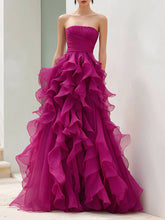 MadeJean Strapless Magenta Ruffled Ball Gown