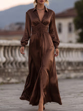 MadeJean Mocha Brown Maxi Dress in Smooth Satin Finish