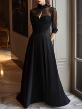 MadeJean Black Maxi Dress with Elegant Mesh Panels and Keyhole Detail