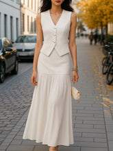 MadeJean Pearl Button Vest and Maxi Skirt Set