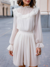 MadeJean Chiffon Dress with High Neck and Ruffle Detail